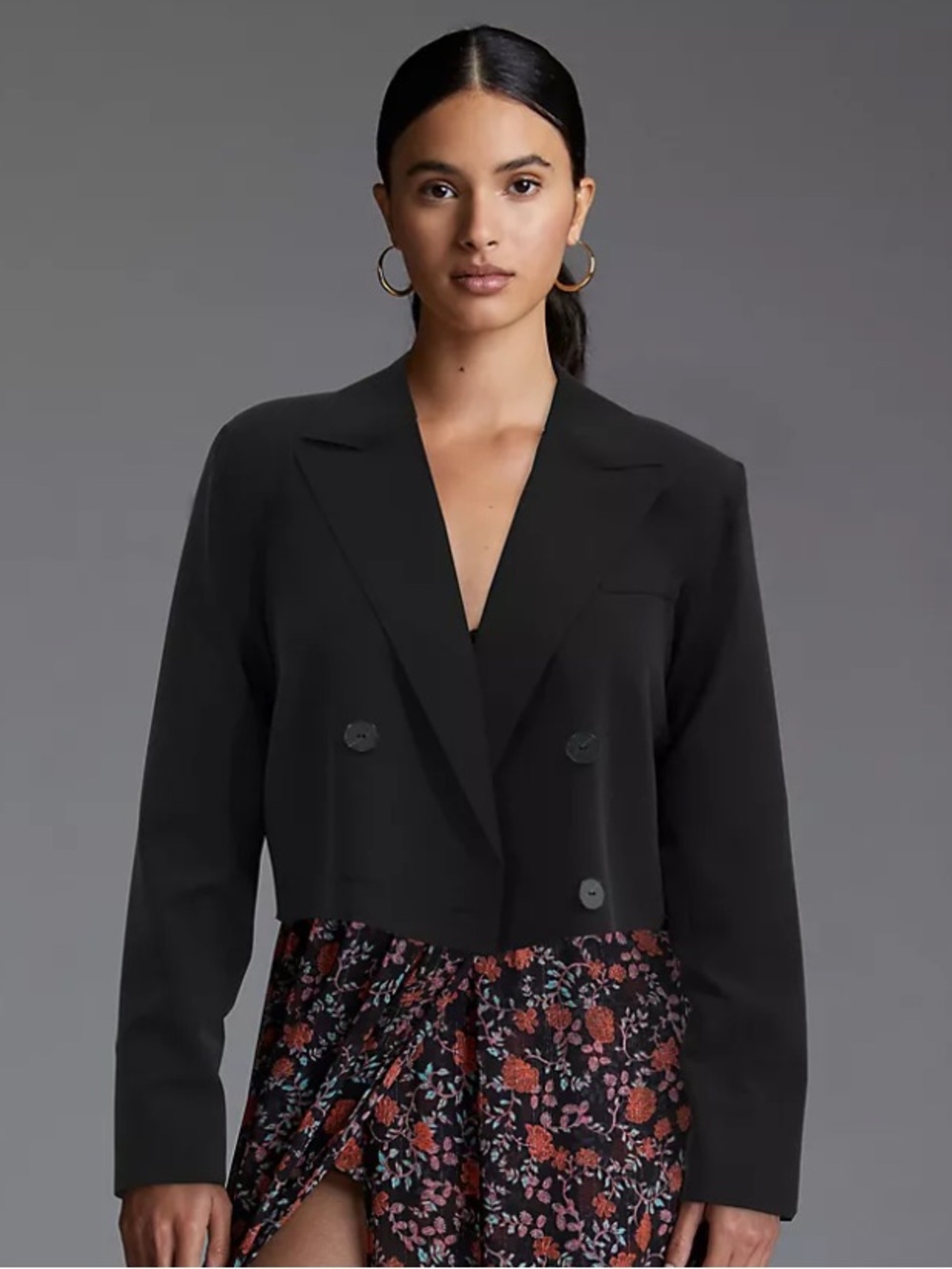 Anthropologie Black Cropped Blazer
